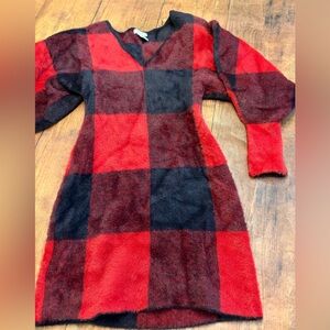 H&M Red and Black Checkered Mini Dress